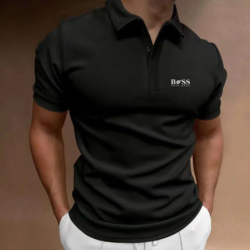 Summer new men's popular solid color polo shirt short-sleeved lapel casual street fashion breathable T-shirt