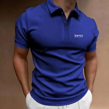 Summer new men's popular solid color polo shirt short-sleeved lapel casual street fashion breathable T-shirt