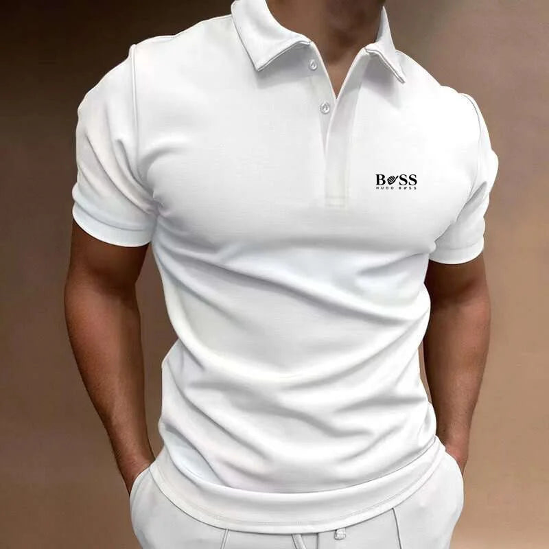 Summer new men's popular solid color polo shirt short-sleeved lapel casual street fashion breathable T-shirt