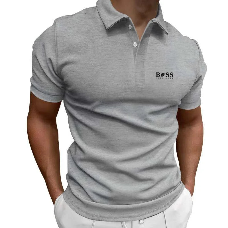 Summer new men's popular solid color polo shirt short-sleeved lapel casual street fashion breathable T-shirt