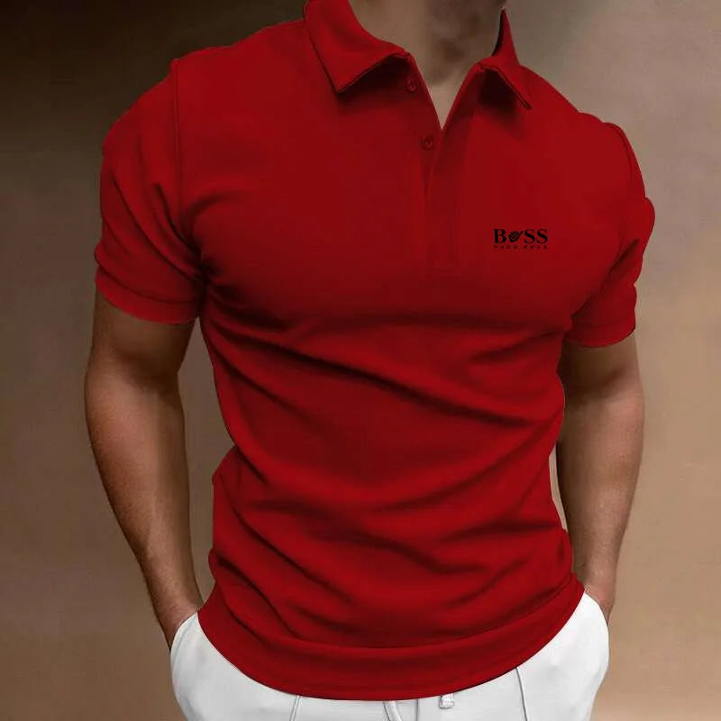 Summer new men's popular solid color polo shirt short-sleeved lapel casual street fashion breathable T-shirt