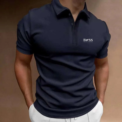 Summer new men's popular solid color polo shirt short-sleeved lapel casual street fashion breathable T-shirt