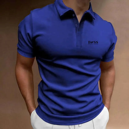 Summer new men's popular solid color polo shirt short-sleeved lapel casual street fashion breathable T-shirt