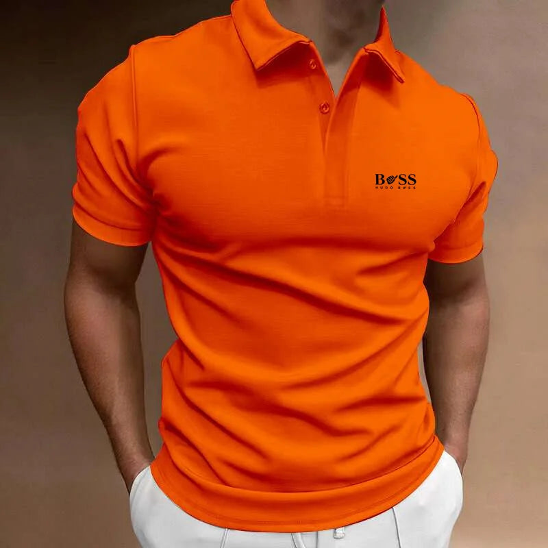 Summer new men's popular solid color polo shirt short-sleeved lapel casual street fashion breathable T-shirt